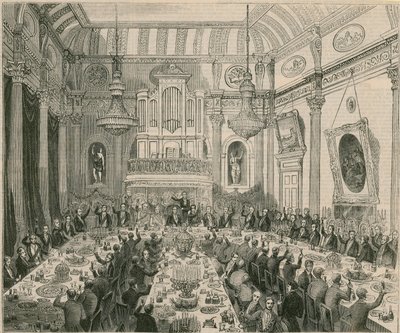 Večeře pořádaná Sirem H Hardingem Východoindickou společností, London Tavern, 1844 od English School