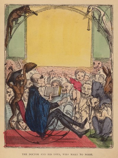 Doktor a jeho chlapci, kteří nedělají hluk (barevná litografie) od English School