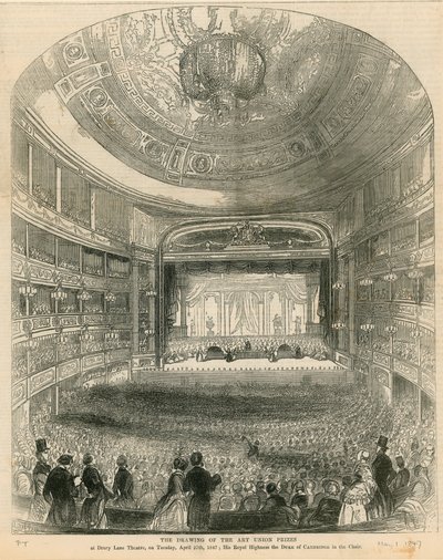 Losování cen Art Union v divadle Drury Lane dne 27. dubna 1847 od English School