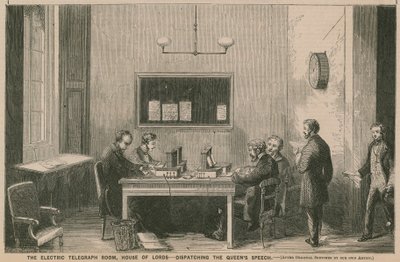 Elektrická telegrafní místnost, Sněmovna lordů - odesílání projevu královen od English School