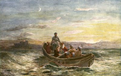 Útěk Mary Queen of Scots z hradu Loch Leven od English School