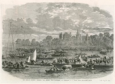 Samice Blondin překonává Temži z Battersea do Cremorne na napnutém laně od English School