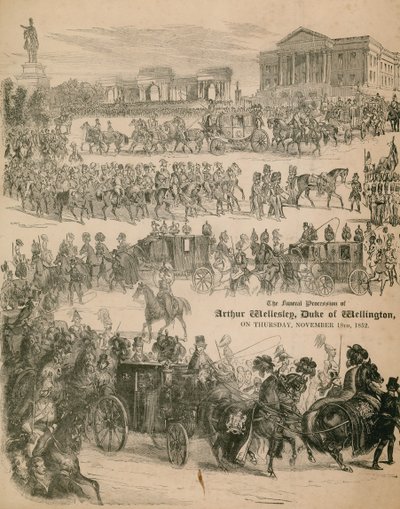 Pohřební průvod Arthura Wellesleyho, vévody z Wellingtonu, dne 18. listopadu 1852 od English School