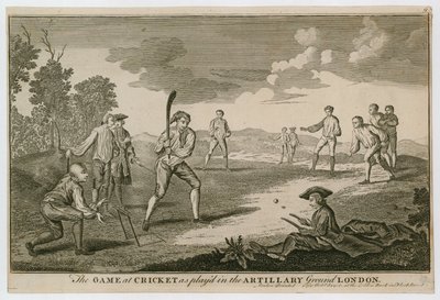 Hra v kriketu, jak se hraje na Artillery Ground, Finsbury od English School