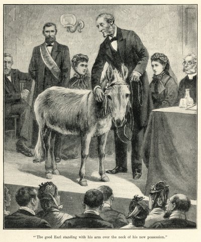 „Dobrý hrabě stojící s paží přes krk svého nového vlastnictví“ (litho) od English School