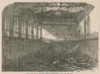 Velký požár města: ruiny Haberdashers Hall od English School