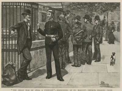 Velká válka roku 1892, předpověď; Nábor v kostele svatého Martina od English School