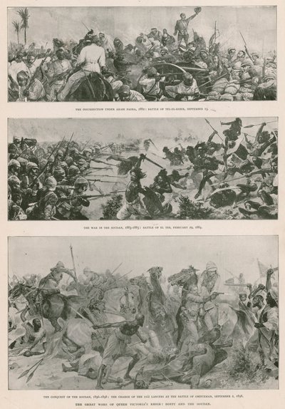 Velké války za vlády královny Viktorie: Anglo-egyptská válka (1882), Mahdistická vzpoura (1883-1885) a Britové dobytí Súdánu (1896-1898) (fotohlubotisk) od English School