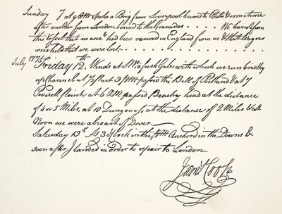 Rukopis Jamese Cooka, červenec 1771 od English School