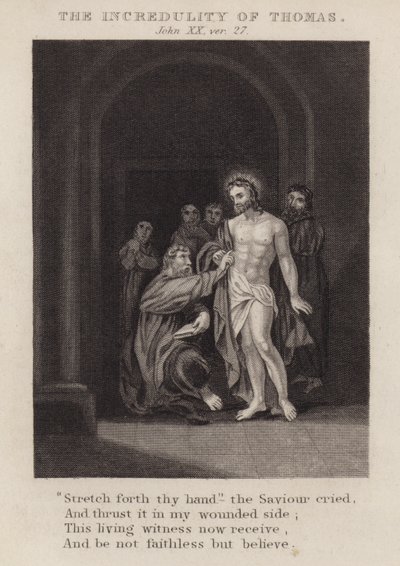 Thomasova nedůvěra, John XX, ver 27 (rytina) od English School