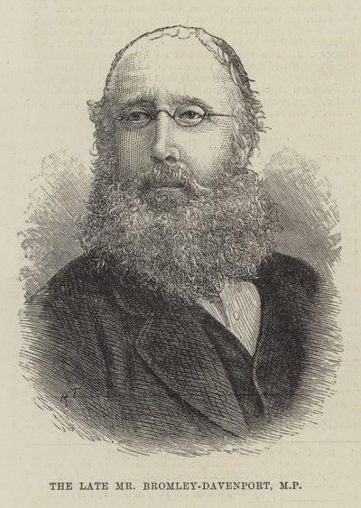 Zesnulý pan Bromley-Davenport, MP (rytina) od English School