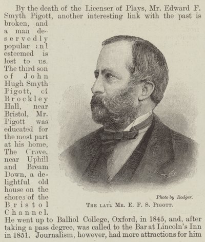 Zesnulý pan E F S Pigott (rytina) od English School