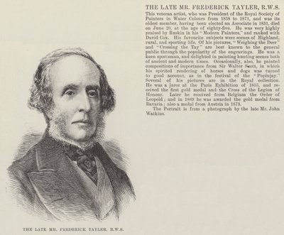Zesnulý pan Frederick Tayler, RWS (rytina) od English School