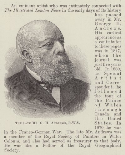Zesnulý pan G H Andrews, RWS (rytina) od English School