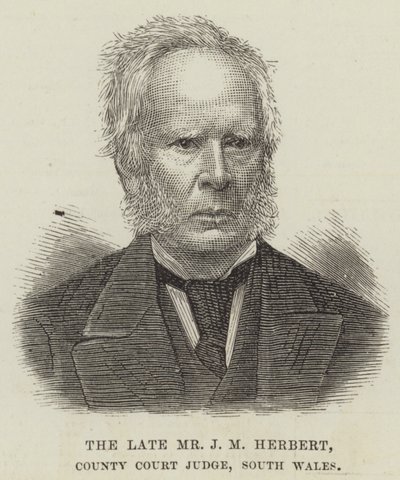 Zesnulý pan J M Herbert, soudce okresního soudu, Jižní Wales (rytina) od English School