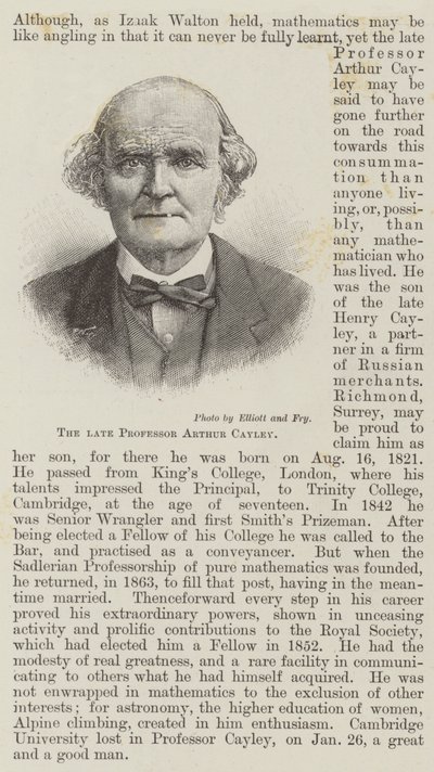 Zesnulý profesor Arthur Cayley (rytina) od English School
