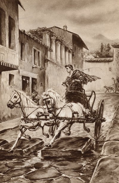 Život ulice v Pompejích ve velkých dnech předtím, než město zmizelo (barva litho) od English School