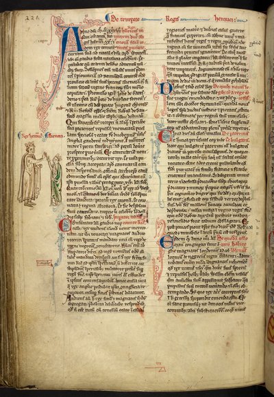 Manželství Jindřicha III. a Eleonory Provence z The Historia Anglorum, Matthew Paris, MS Royal 14 CVII, f. 124.v, kolem 1250-59 od English School