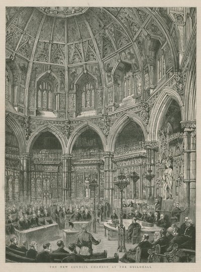 Nové síně rady v Guildhall v Londýně od English School