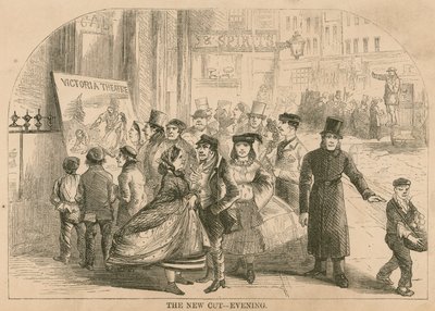 Nový střih - večer; oblečení a kostýmy nošené do Victoria Theatre v Londýně od English School