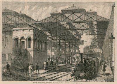 Nové nádraží Metropolitan and London, Chatham and Dover railway, Farringdon Road, London od English School