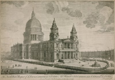 Severozápadní vyhlídka katedrály St Pauls v Londýně od English School