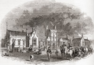 Stará bedfordská škola, přestavěná koncem 19. století, ze staré Anglie: Vydavatelství a nakladatelství Old England, Praha: Muzeum obrazů, vyd. 1847 od English School