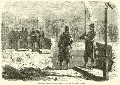 Mírová jednání, setkání na mostě v Sevres, říjen 1870 od English School