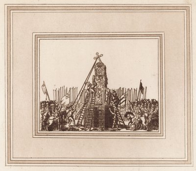Stržení Cheapside Cross dne 2. května 1643 od English School
