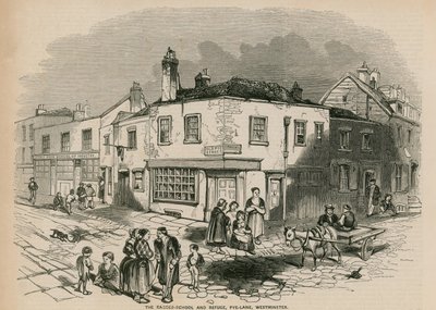 Otrhaná škola a útočiště, Pye Lane, Westminster, Londýn od English School