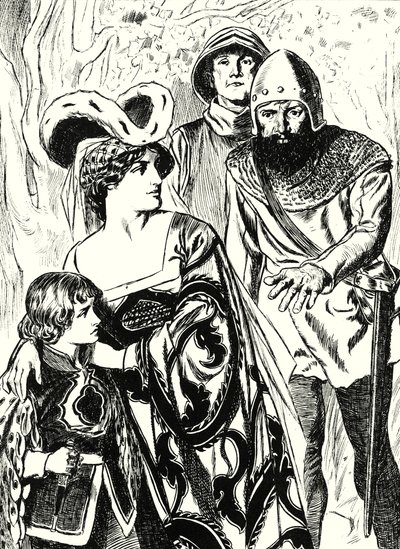 Lupiči objeví královnu Markétu a prince (litografie) od English School