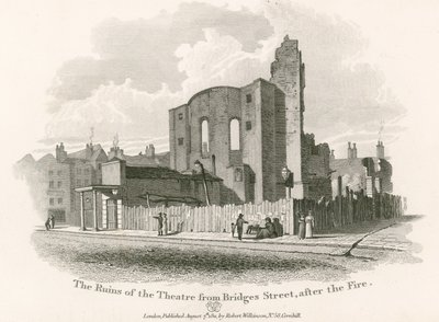 Ruiny královského divadla, Drury Lane, z Bridges Street od English School