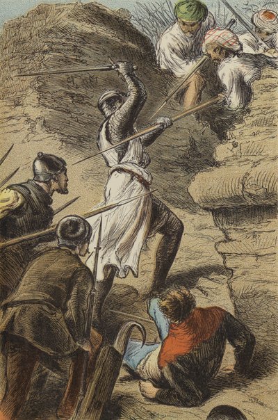 Obléhání Svatého města (barevná rytina) od English School
