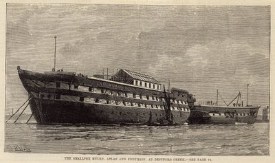 Hulkové neštovic, Atlas a Endymion, v Deptford Creek od English School