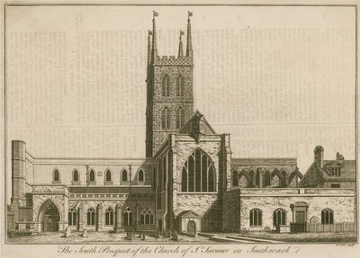 Jižní vyhlídka St Saviours, Southwark, Londýn od English School