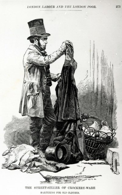 Pouliční prodejce nádobí s výměnou starého oblečení, kolem roku 1840 od English School