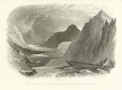 Vrchol Snowdonu z výstupu na Llanberis ve Walesu od English School