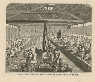 Místnost krejčích a ševců ve věznici Coldbath Fields od English School