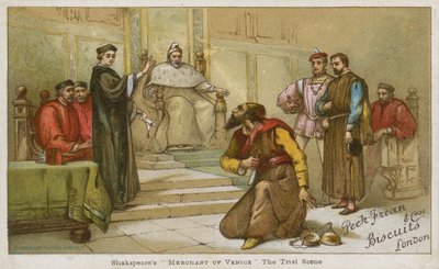 Soudní scéna ze Shakespearova Kupce benátského od English School