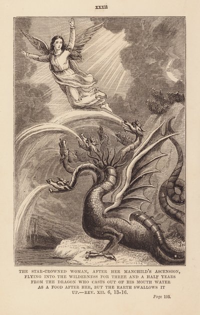 Žena a drak (rytina) od English School