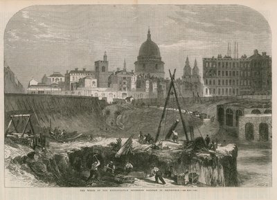 Práce Metropolitan Extension Railway ve Smithfieldu od English School