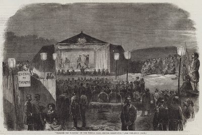 "Zouaves Theatre" ve francouzském táboře před Sebastopolem (rytina) od English School