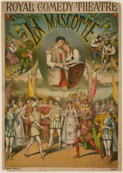 Divadelní plakát, La Mascotte v Royal Comedy Theatre, Londýn od English School