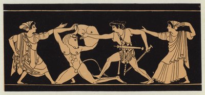 Theseus zabíjí Minotaura (barevná litografie) od English School