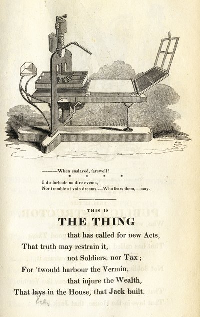 This is the Thing, ilustrace z The Political House that Jack Built William Hone, vydaná v roce 1819 od English School