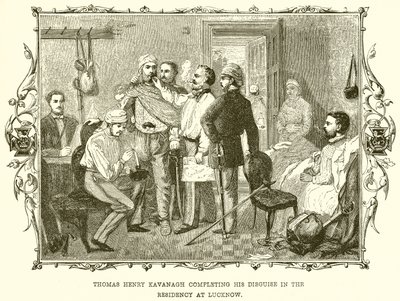 Thomas Henry Kavanagh dokončuje svůj převlek v rezidenci v Lucknow od English School