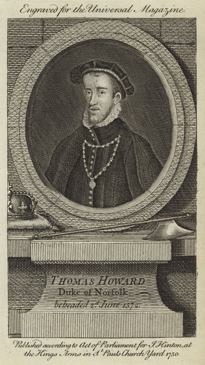Thomas Howard, vévoda z Norfolku, sťatý 2. června 1572 od English School