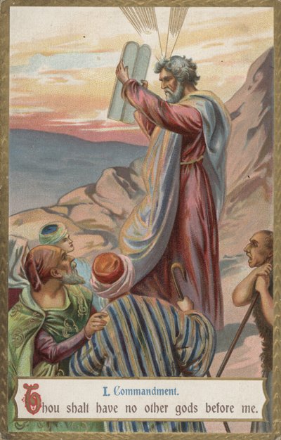 Nebudeš mít žádné jiné bohy přede mnou (chromolitho) od English School