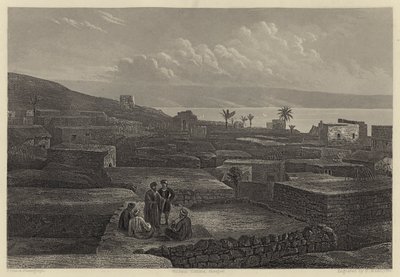 Tiberias a Galilejské jezero (rytina) od English School