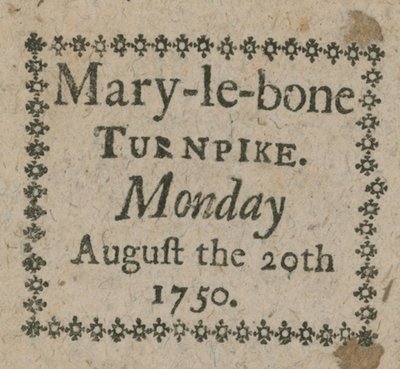 Vstupenka na Mary-le-Bone Turnpike od English School